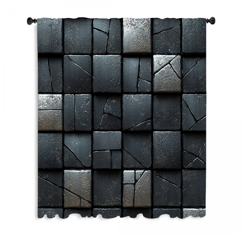 Stone Texture Window Curtains, Abstract Blockout & Sheer Curtains - 1 Panel, 50" W x 84" L