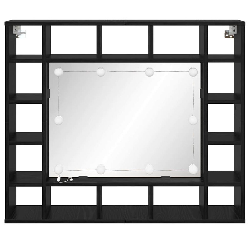  Mirror Cabinet 91 X 15 X 76.5 Cm Engineered Wood, Black Oak