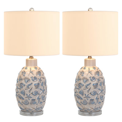 Jenny - 26" Ceramic Table Lamp - Set of 2 - White, Blue Finish