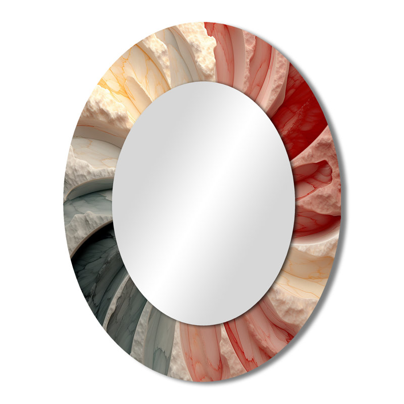 Mid-Century New Balance Abstract Geometrics IV - Mid-Century Oval Wall Mirror, 43" x 33"