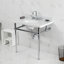 Lavabo console en marbre Carrara de 36 pouces avec pieds en laiton Kingston Templeton (8 pouces, 3 trous)