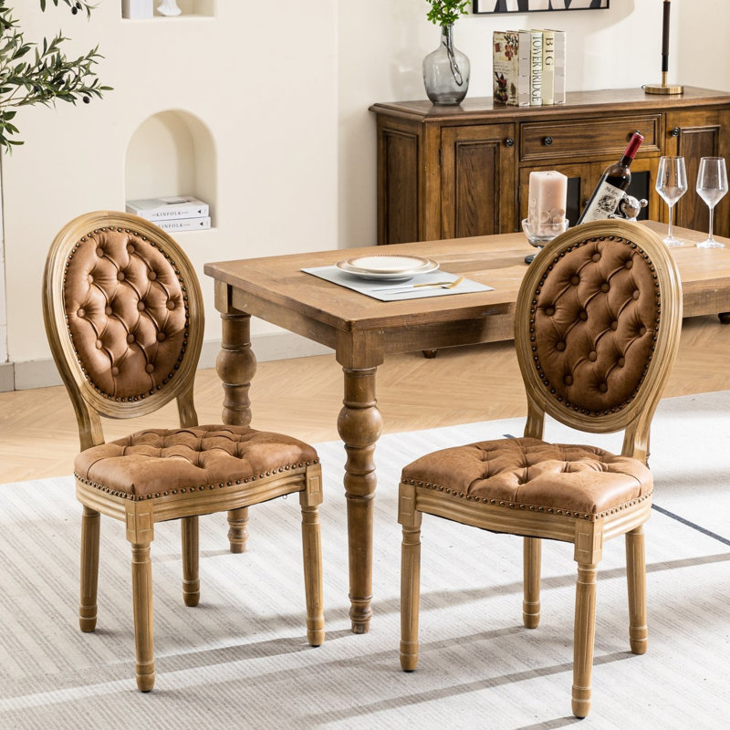 2 chaises de salle à manger orange antique, Orange