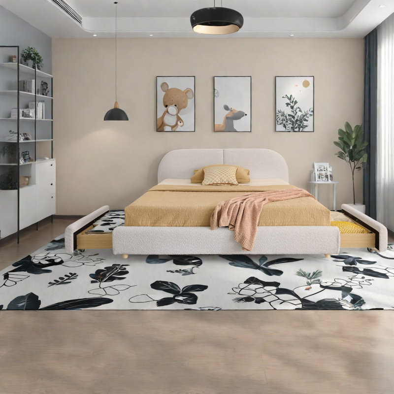 Lits de rangement spacieux, fabrication en MDF, style moderne pour la maison