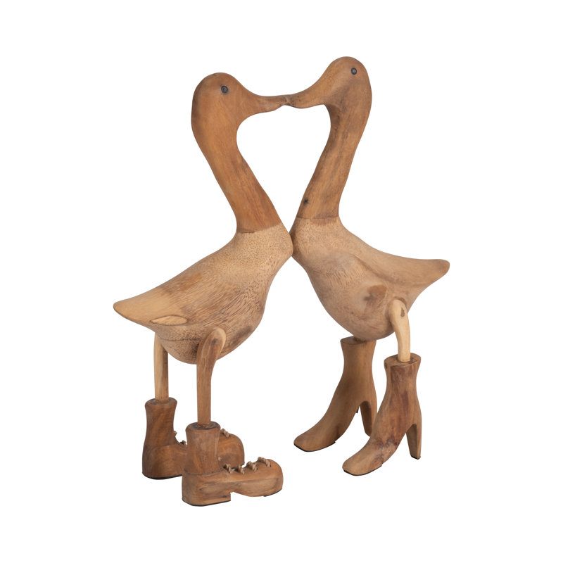 Figurines de canard en bois de bambou de style bohème avec bottes lacées décoratives pour décor de chambre à coucher ou de salon