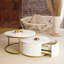 Table basse ronde moderne (31,5 po) blanche et dorée avec tiroirs pratiques-1490059411