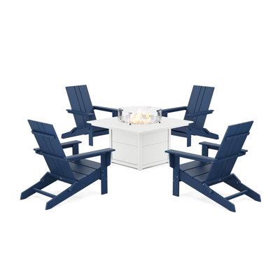 POLYWOOD® x AllModern 4-Person Folding Adirondack Patio Seating Group with Side Table