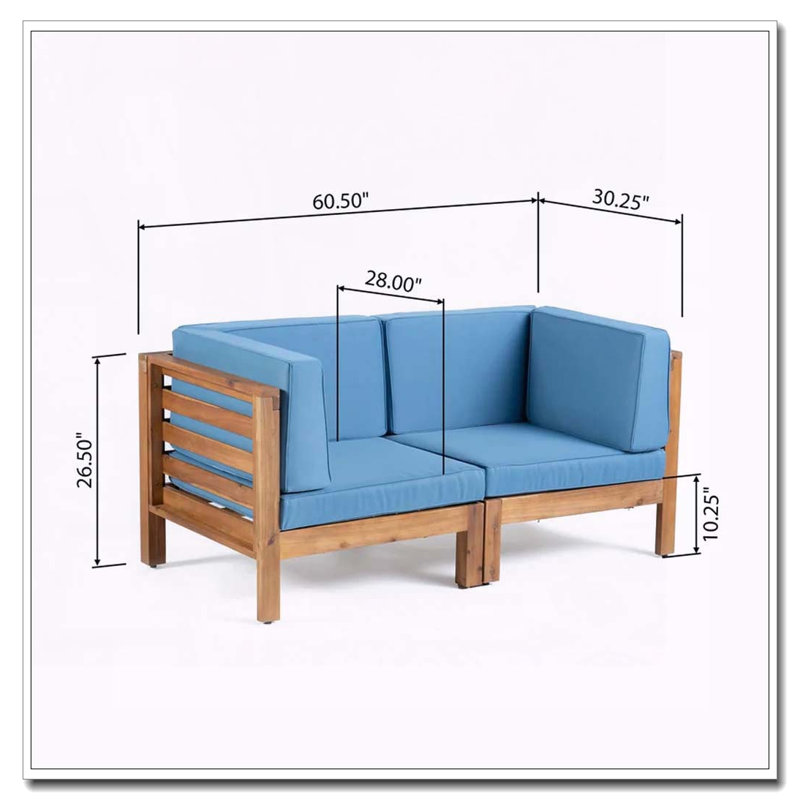 2-Piece LOVE SEAT SET, Blue