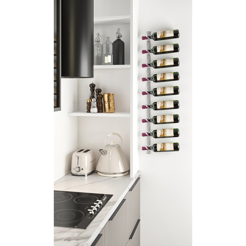 Support à vin mural Latawn, Gris froid, H 45 po x l 13 po x P 3,25 po