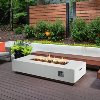 Clyne 15.5'' H x 56'' W MGO Concrete Propane Outdoor Fire Pit Table (Tank and Tank Cover Not Included）