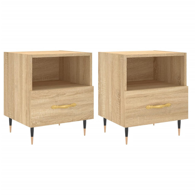 Nona 40cm W Manufactured Wood Bedside Table, Sonoma Oak