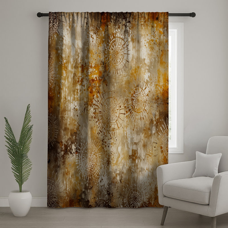 Rideaux de fenêtre abstraits à motif sunburst, voilages et voilages à motif abstrait - 1 panneau, 50 po x 80 po - 1 panneau