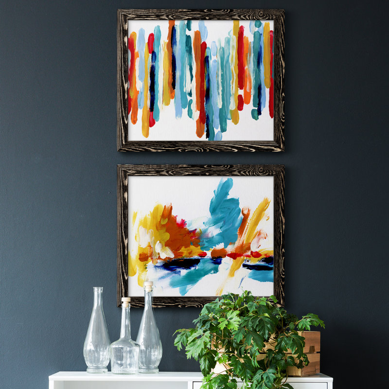 Captive Color I - ensemble de 2 peintures sur toile encadrées, H 24 po x l 36 po x P 1,5 po, Cadre noir