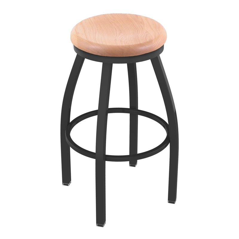 802 Misha Swivel Bar Stool, Pewter, Natural Oak, Counter Stool (25” Seat Height)