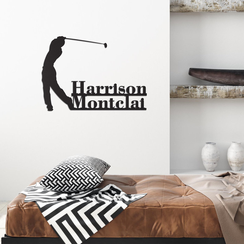Enseigne en métal golfeur, art mural en métal, cadeau d'amant de golf, décor de grotte d'homme, décoration murale de bureau, logo de club de golf