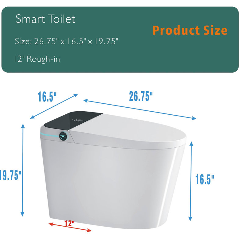 Modern Bathroom Smart Bidet Toilet - Auto Open/Close, Foot Sensor, Move Wash Option, White Warm Water Supply,