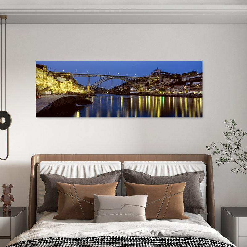 Nuit, pont Louis Ier, Porto, Portugal, architecture contemporaine, art mural, H 20 po x l 60 po