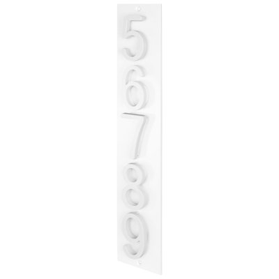 Plaque d'adresse verticale flottante en aluminium Royal Shade - 5 chiffres personnalisés