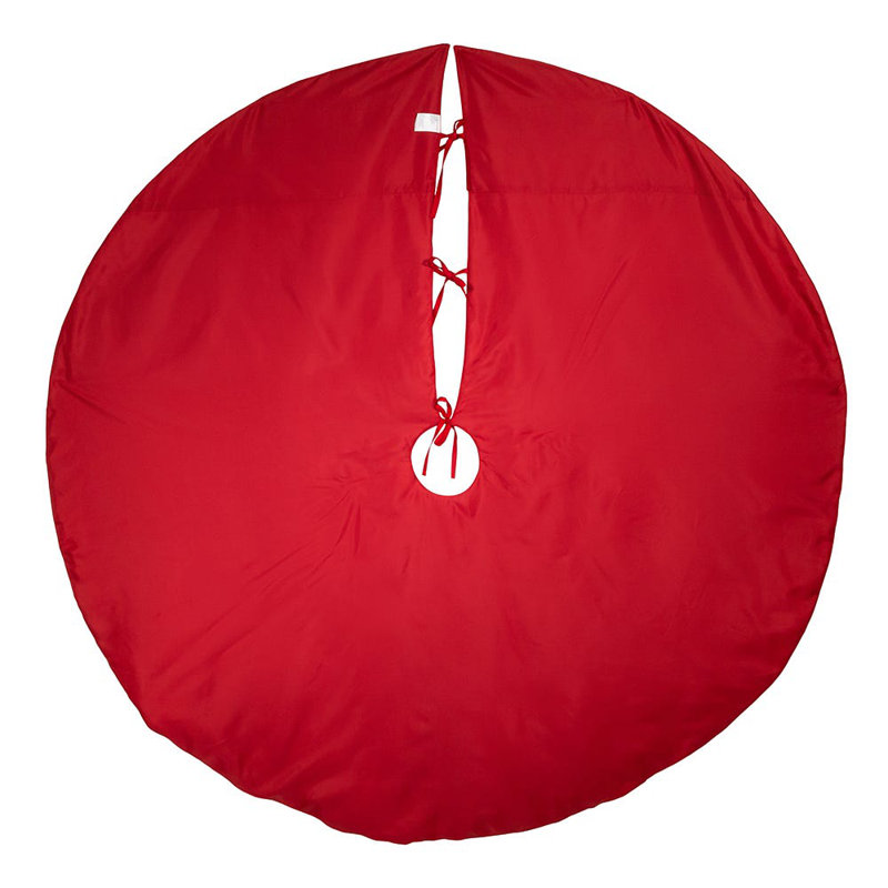 60-Inch Red and Green Embroidered Christmas Tree Skirt