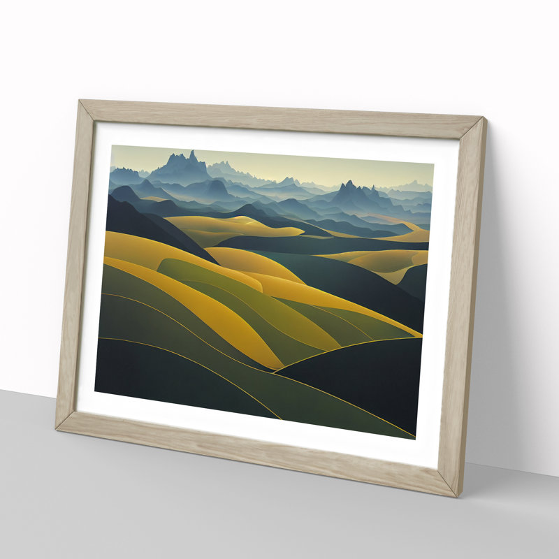Fierce Meadow Landscape - Single Picture Frame Print, Oak, 25cm H x 34cm W x 2cm D