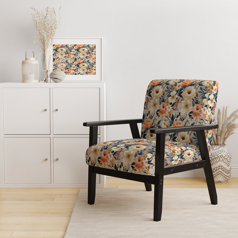 Chaise à accoudoirs rembourrée Coral Rustic Elegance