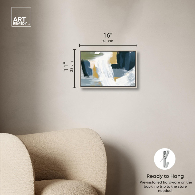 Art Remedy Block Abstract, toile texturée III, H 11 po x l 16 po, Encadrement argenté