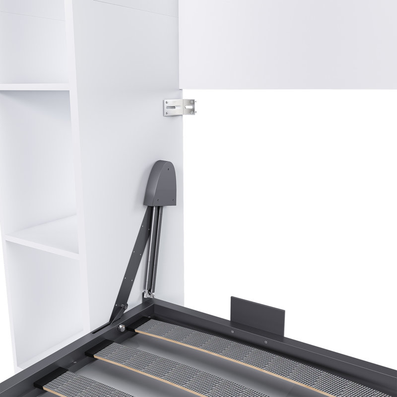 Queen Murphy Bed, 89.7-Inch Foldable Wall Bed, With Storage Cabinet, With Hardware Bed Frame And Solid Wood Support Strips, Hidden Bed Frame, Suitable For Bedrooms, Guest Rooms, White