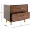 Élégante table de chevet l 23 po Gleavy - Bois de noyer moderne avec accents en laiton et rangement élégant pour la chambre à coucher-55937775