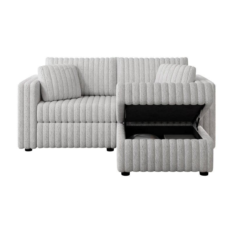 Canapé modulaire confortable pour deux personnes avec levage hydraulique et rangement caché