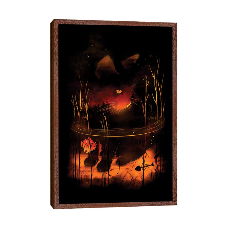 Catfish by Nicebleed - Print on Canvas, 152.4cm H x 101.6cm W x 3.81cm D, Classic Brown Wood Framed