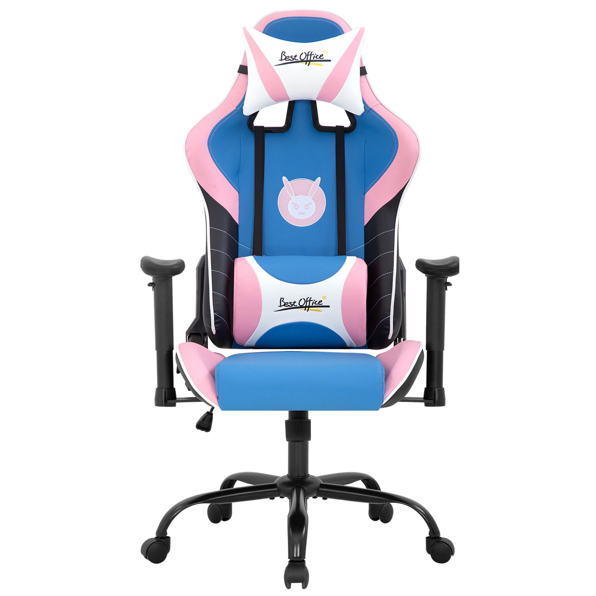 Adults Ergonomic Racing Style High Back Computer Chair with Footrest Headrest and Lumbar Support Kiso Inc Color: Pink