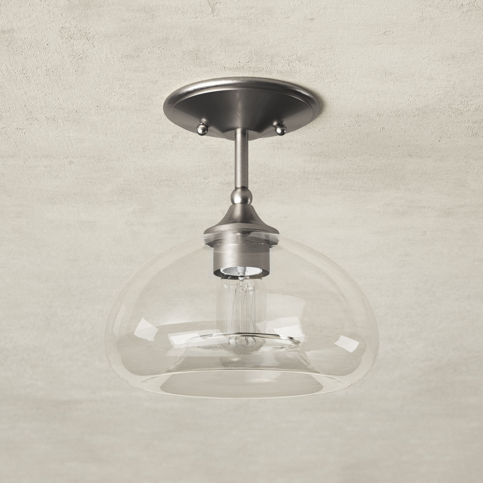 Lani Single Light Glass Semi Flush Mount, Brushed Nickel