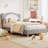 Upholstered Bed Frame with Panda-Shaped Headboard, Berber Fleece Platform Bed-404527531-404527528