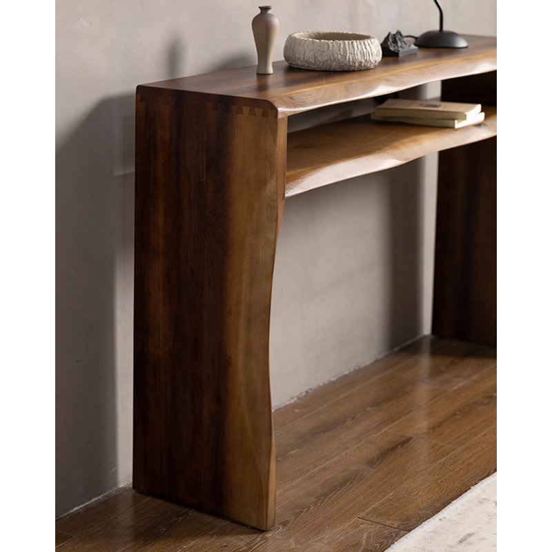 39.37" Brown Rectangular Solid Wood Console Table, 29.53" H x 39.37" W x 11.81" D