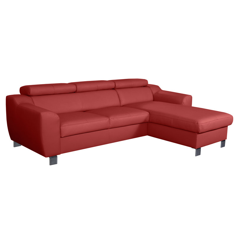 Alford Faux Leather Corner Sofa with Sleeping Function and Storage, Right Hand Facing, Red