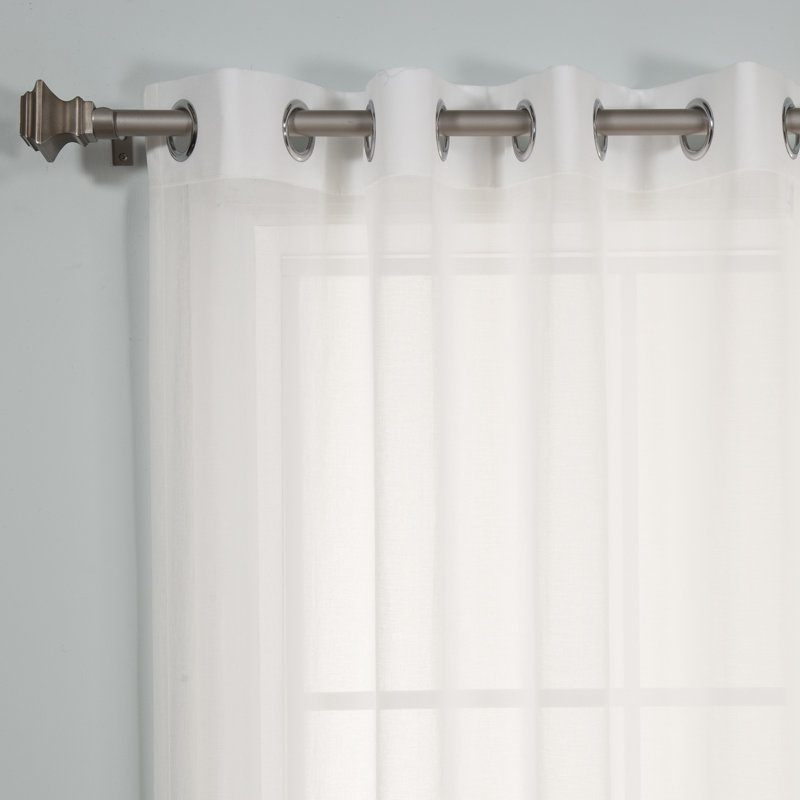 Paire de rideaux transparents avec œillets Amarely, Blanc, L 52 po x L 84 po