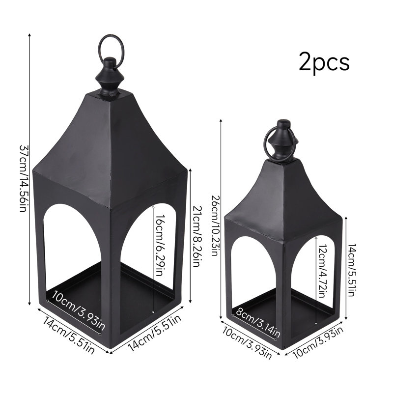 2-Piece Metal Lantern Candle Holders Set