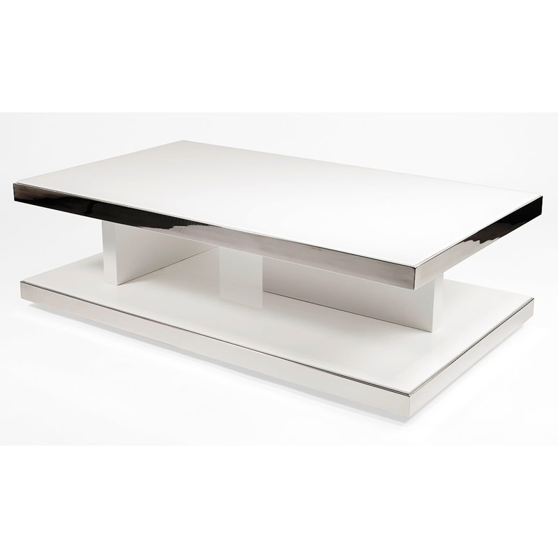 Table basse à piédestal avec rangement Lunetta, H 14 po x L 55 po x l 31,5 po