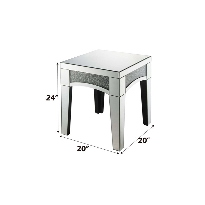 Table de bout Noralie, miroir et faux diamants