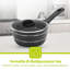 ROYALFORD Saucepan Set 3 PC, Induction Safe Cookware - Non-Stick Granite Coating, Forged Aluminium Multipurpose Sauce Pot with 5 Layer Construction & Tempered Glass Lid - 16 CM, 18 CM, 20 CM - Black