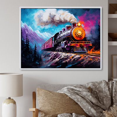 Steamtrain Travelling In Winter Snow, reproduction d'art sur toile