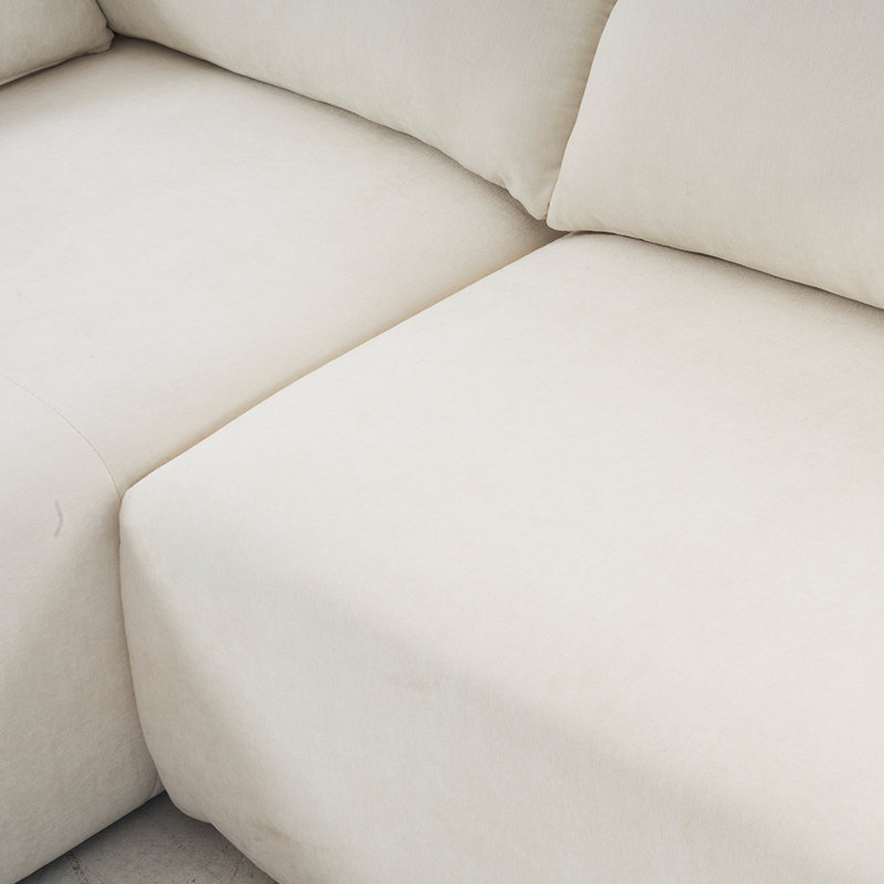 108 po x 68 po pour espace de vie modulaire - nuage blanc, 4 pièces, minimaliste, aucun assemblage requis, siège profond avec mousse et ressorts 4 pièces en velours côtelé minimaliste