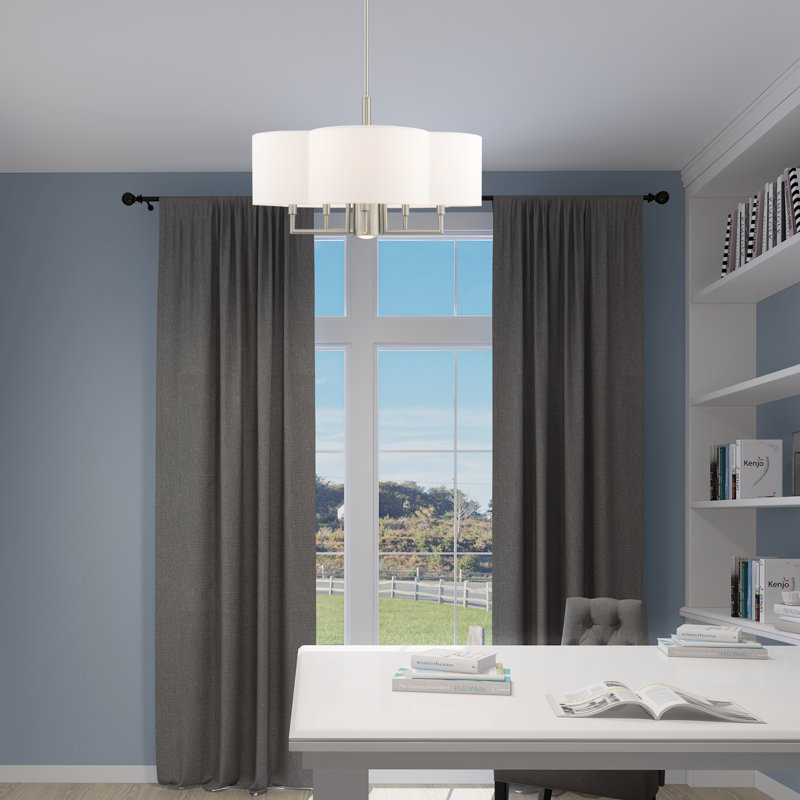 Vino Steel Dimmable Drum Chandelier, Off-White, 14.75"H x 24"W x 24"D