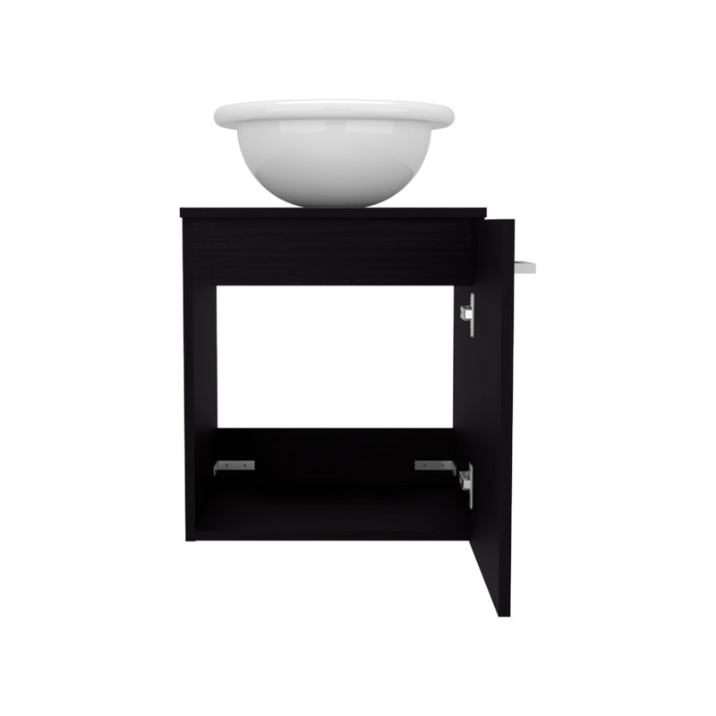 Meuble-lavabo de salle de bain H26 "avec lavabo et 1 porte, Noir