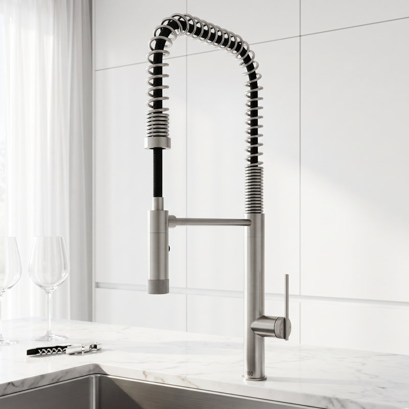 Sterling 23 H 1-handle Pull-Down 2-Function Sprayer Kitchen Faucet, Stainless Steel