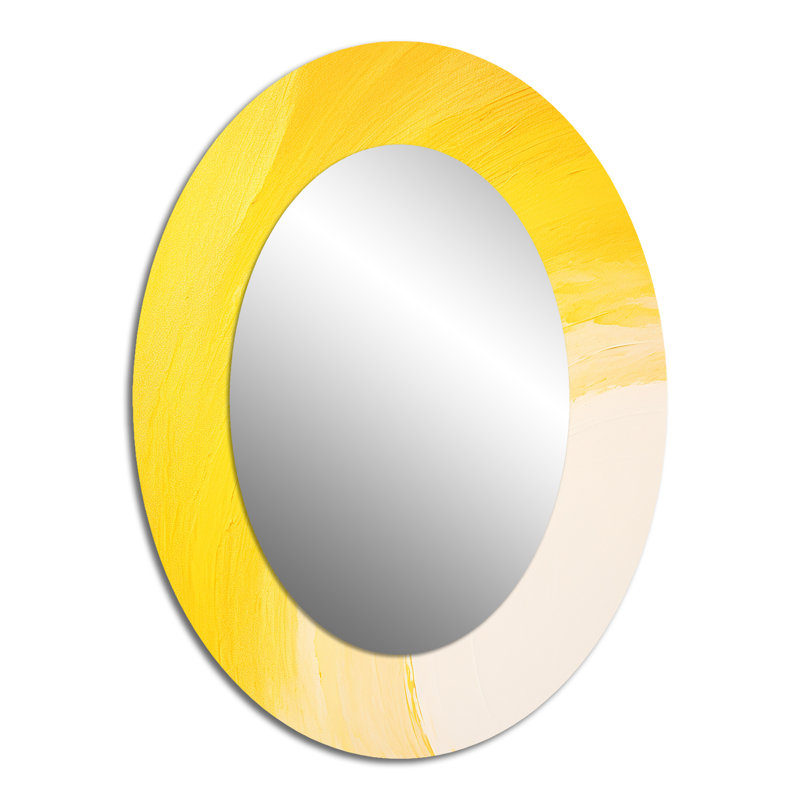 Yellow Chroma Curve - Miroir mural jaune traditionnel, H 40 po x l 30 po