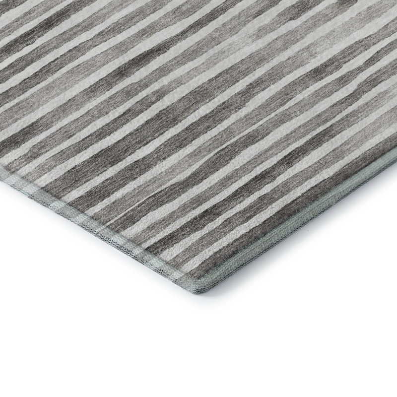 Red and Gray Synthetic Washable Rectangular Rug, 46" x 30"