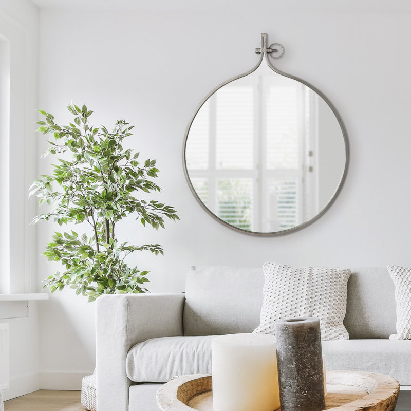 Miroir d'appoint Ristaino, gris, 28,5 po x 23,5 po