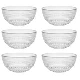 Fortessa Jupiter Vintage Glassware Collection Cereal Salad Dessert Snack All-Purpose Bowl 6 Pack, Clear, 14 Ounce (6 Pack)