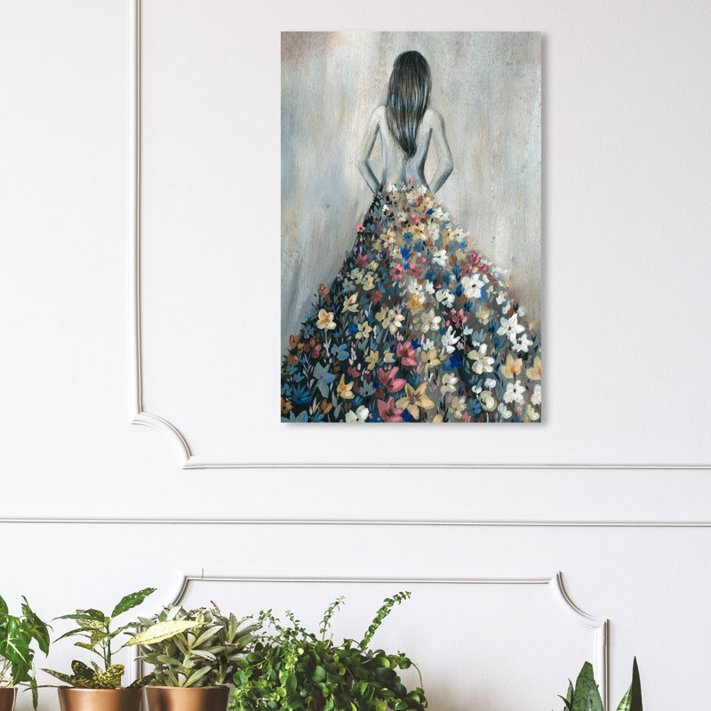 " Girl With Flower Thoughts ", No Frame, Wrapped Canvas, 36" H x 24" W