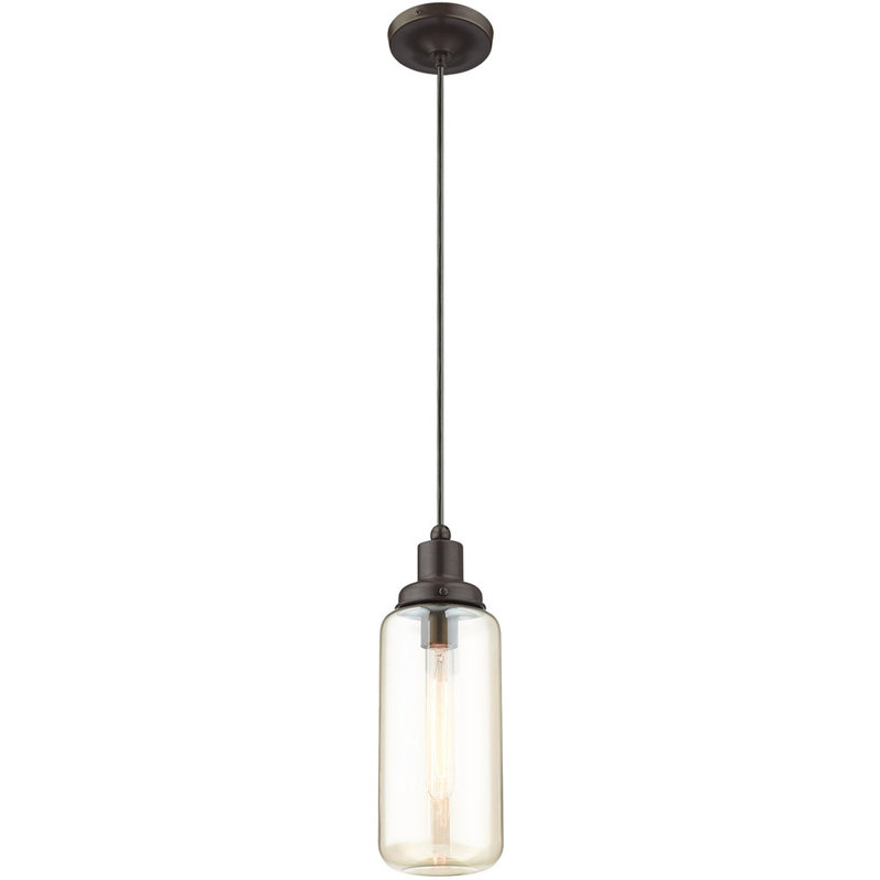 Wahl 1 - Light Pendant, English Bronze, Champagne Glass, 15.5" H x 5" W x 5" D
